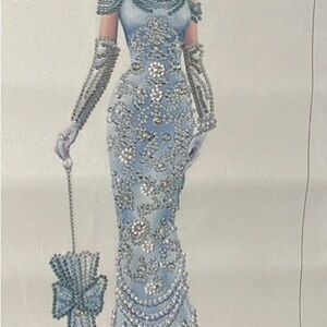 Elegant Beaded Evening Gown Illustration